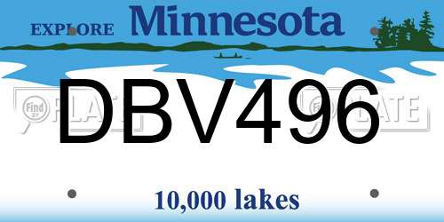 DBV496 Minnesota License Plate