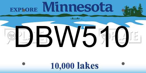 DBW510 Minnesota License Plate