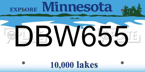 DBW655 Minnesota License Plate