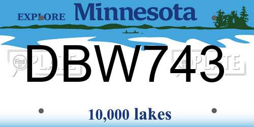DBW743 Minnesota License Plate