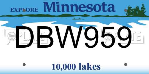 DBW959 Minnesota License Plate