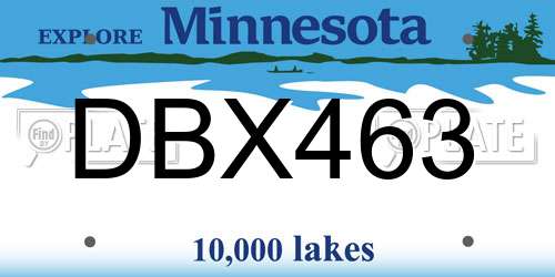 DBX463 Minnesota License Plate
