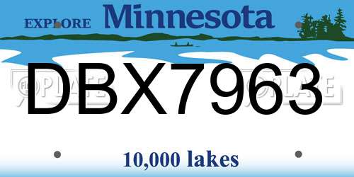 DBX7963 Minnesota License Plate