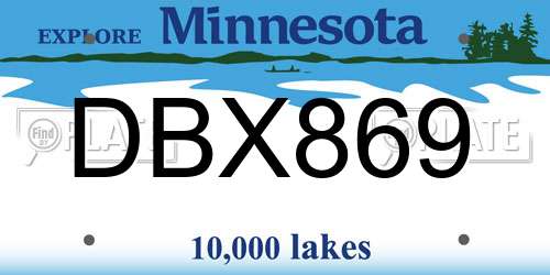 DBX869 Minnesota License Plate