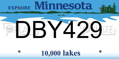 DBY429 Minnesota License Plate