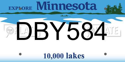 DBY584 Minnesota License Plate