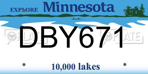 DBY671 Minnesota License Plate