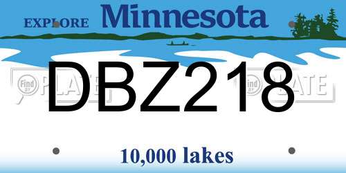 DBZ218 Minnesota License Plate