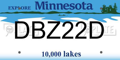 DBZ22D Minnesota License Plate
