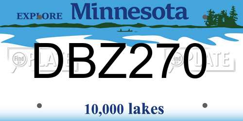 DBZ270 Minnesota License Plate