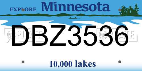 DBZ3536 Minnesota License Plate
