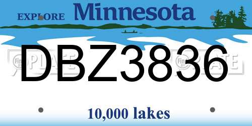 DBZ3836 Minnesota License Plate