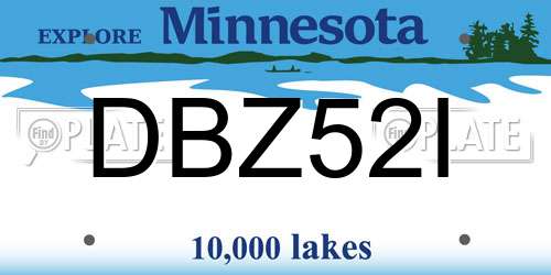 DBZ52I Minnesota License Plate