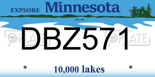 DBZ571 Minnesota License Plate