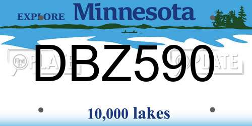 DBZ590 Minnesota License Plate