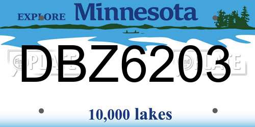 DBZ6203 Minnesota License Plate