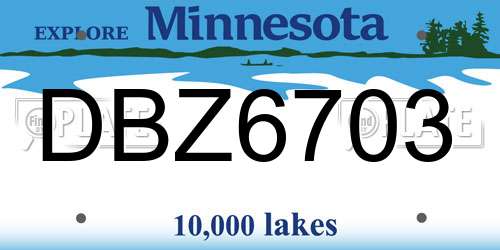 DBZ6703 Minnesota License Plate