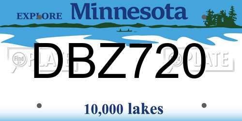 DBZ720 Minnesota License Plate