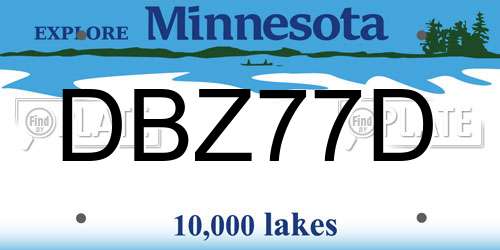 DBZ77D Minnesota License Plate