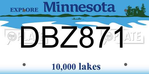 DBZ871 Minnesota License Plate