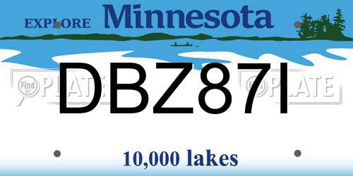 DBZ87I Minnesota License Plate