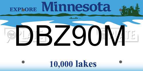 DBZ90M Minnesota License Plate