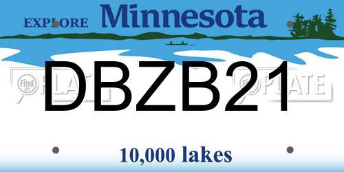 DBZB21 Minnesota License Plate