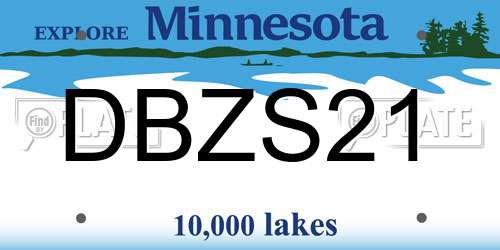 DBZS21 Minnesota License Plate