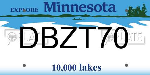 DBZT70 Minnesota License Plate