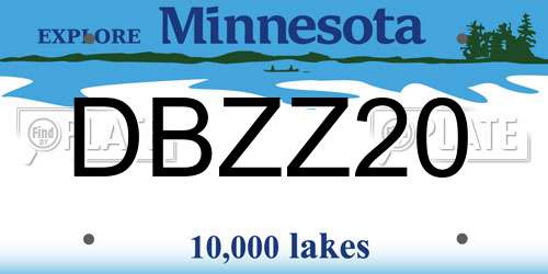 DBZZ20 Minnesota License Plate