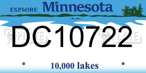 DC10722 Minnesota License Plate