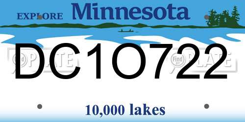 DC1O722 Minnesota License Plate