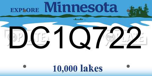 DC1Q722 Minnesota License Plate