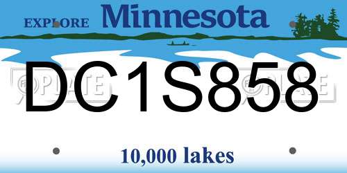 DC1S858 Minnesota License Plate