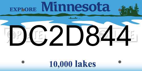 DC2D844 Minnesota License Plate