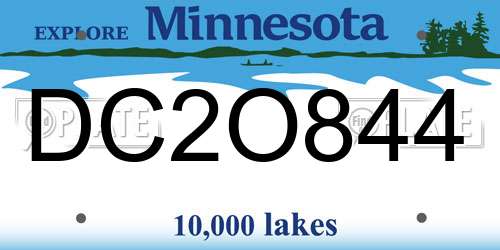 DC2O844 Minnesota License Plate