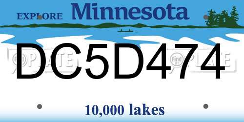 DC5D474 Minnesota License Plate