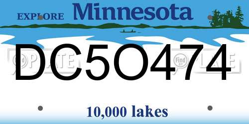 DC5O474 Minnesota License Plate
