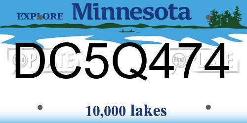 DC5Q474 Minnesota License Plate