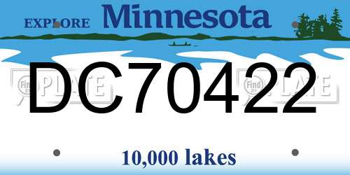 DC70422 Minnesota License Plate