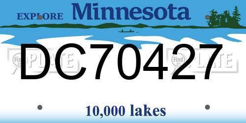 DC70427 Minnesota License Plate