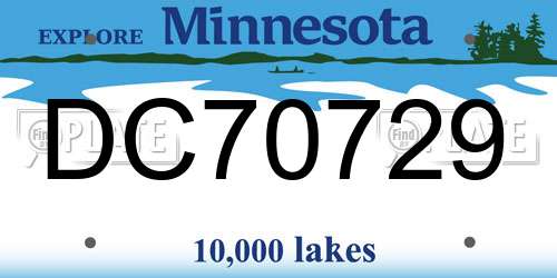 DC70729 Minnesota License Plate