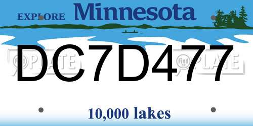 DC7D477 Minnesota License Plate