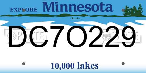 DC7O229 Minnesota License Plate