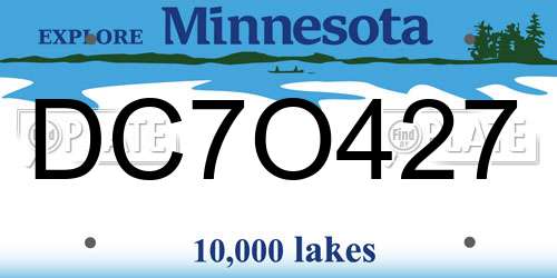 DC7O427 Minnesota License Plate