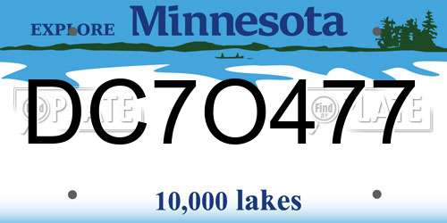 DC7O477 Minnesota License Plate