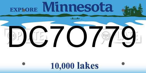 DC7O779 Minnesota License Plate