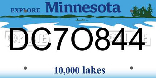 DC7O844 Minnesota License Plate