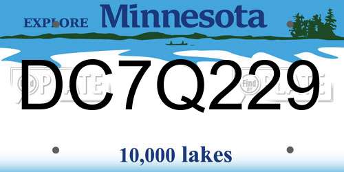 DC7Q229 Minnesota License Plate