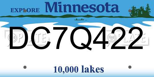 DC7Q422 Minnesota License Plate